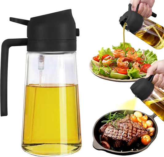 Oil Dispenser Bottle for Kitchen - 2 in 1 Olive Oil Dispenser and Oil Sprayer - 500ml Olive Oil Bottle - Oil Sprayer for Cooking, Kitchen, Salad, Barbecue 1 Pcs