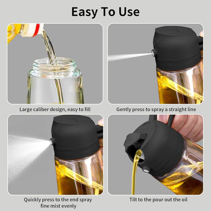 Oil Dispenser Bottle for Kitchen - 2 in 1 Olive Oil Dispenser and Oil Sprayer - 500ml Olive Oil Bottle - Oil Sprayer for Cooking, Kitchen, Salad, Barbecue 1 Pcs